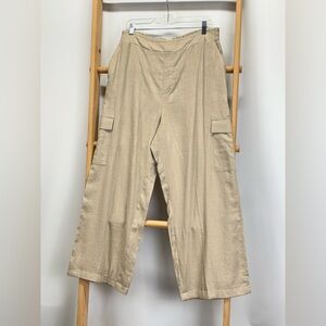 JESSICA SIMPSON Khaki Wide Leg Linen blend cargo pants size M